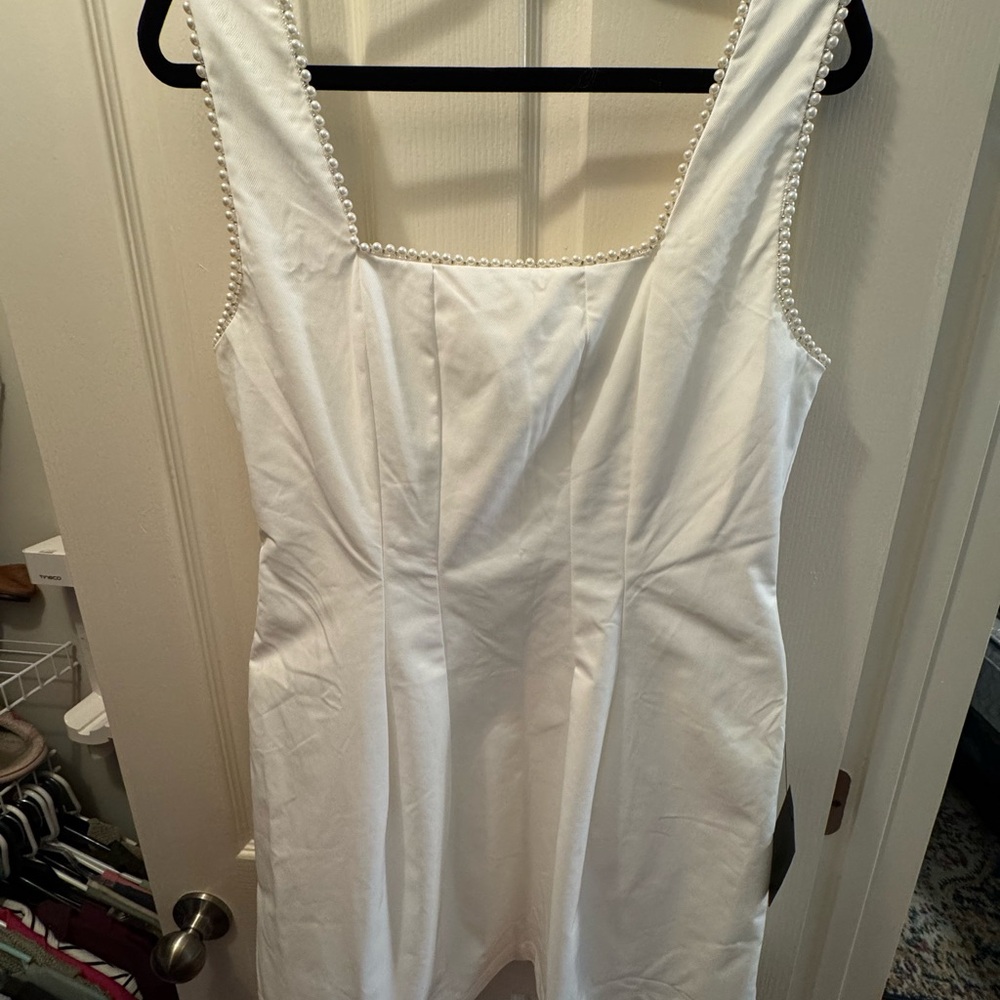 Lulu's Ivory Dress with Pearl Accents